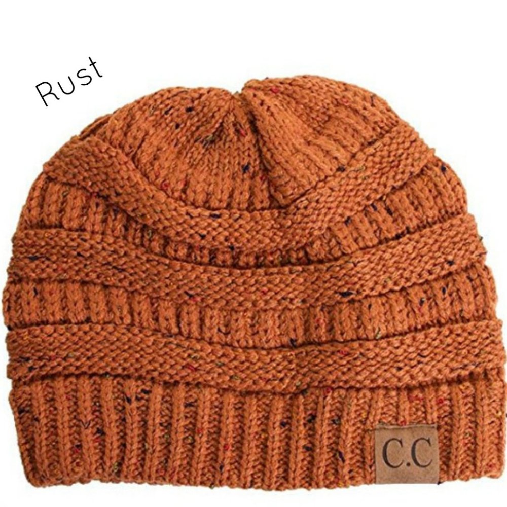 CC Messy Bun Beanie - Rust